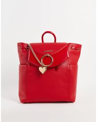 Love Moschino – mehrfarbiger rucksack mit tragegriff und herz-logo - Rot