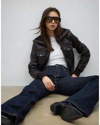 Stradivarius - Ribbed Combined Leather Jacket - Lyst