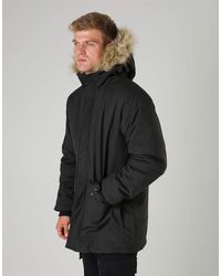 French Connection - Faux Fur Hooded Parka Longline Zip-Through Jacket - Lyst