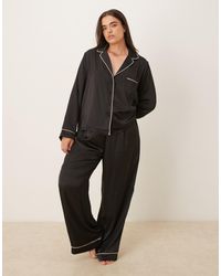 ASOS - Asos Design Curve Satin Shirt & Trouser Pyjama Set - Lyst