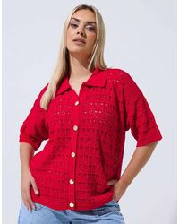 Yours Clothing - Button Through Crochet Shirt - Lyst