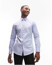 TOPMAN - Long Sleeve Formal Slim Fit Stretch Shirt - Lyst