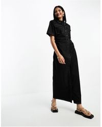 SELECTED - Femme Shirt Maxi Dress With Ruched Sides - Lyst