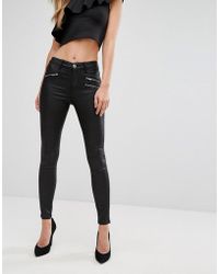 Lipsy Black Glitter Jean With Zip Detail