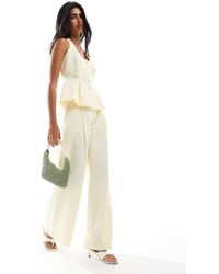 ASOS - Linen Blend Tailored Wide Leg Trouser - Lyst