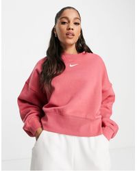 nike mini swoosh oversized cropped grey zip through moletom com capuz