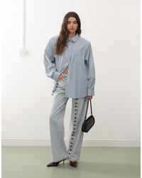 Lioness - Notting Hill Oversized Shoulder Pad Detail Multiway Button Front Shirt - Lyst