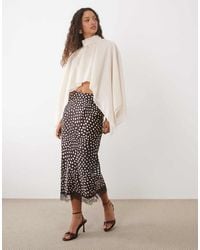 New Look - Lace Trim Abstract Polka Dot Midi Skirt - Lyst