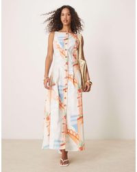 ASOS - Slash Neck Button Down Waistcoat Maxi Sundress - Lyst