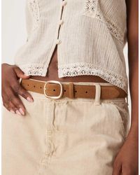 ASOS - Cinturón Para Cadera Y Cintura Color Tostado De Antelina Con Hebilla Cuadrada De -Marrón - Lyst