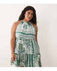 ASOS - Asos Design Curve Halter Neck Tiered Mini Sundress With Chunky Binding - Lyst