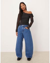 ASOS - Asos Design Petite High Waisted Barrel Leg Jeans - Lyst