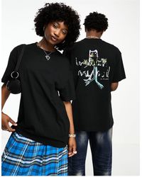 Weekday - T-shirt oversize unisex nera con stampa - Lyst