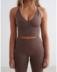 Aim'n - Brassière Modellante Senza Cuciture Caffè Macchiato Incrociata Sul Retro - Lyst