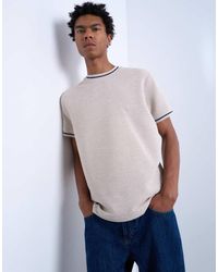 TOPMAN - Textured Stripe Classic T-shirt - Lyst