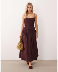 ASOS - Crinkle Maxi Sundress With Shirred Dropped Waist - Lyst