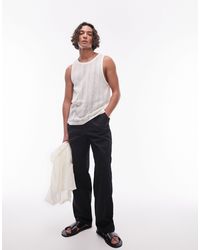 TOPMAN - Pantaloni premium a fondo ampio neri con coulisse e pieghe - Lyst