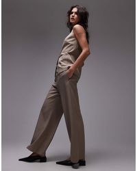 TOPSHOP - Joggers Color Topo Con Raya Diplomática Y Cordón Ajustable En La Parte Delantera De -Beis Neutro - Lyst