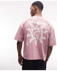 ASOS - Oversized Recht T-Shirt Van Zware Stof Met Grafische Print Op De Achterkant - Lyst
