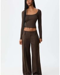 Stradivarius - Smart Trousers With Striped Waistband - Lyst