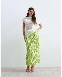 ARRANGE - Textural Satin Loop Column Midi Skirt - Lyst