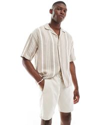 River Island - Pantalones Cortos Claro Sin Cierres De Tejido Efecto Lino De -Neutro - Lyst