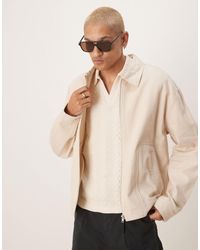 ASOS - Premium Linen Blend Boxy Oversized Harrington Jacket - Lyst