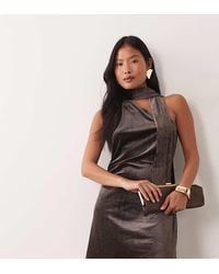 Vero Moda - One Shoulder Scarf Detail Velvet Mini Dress - Lyst