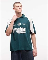 ASOS - Oversized Polo With Cut And Sew Panelling And Sports Graphic - Lyst