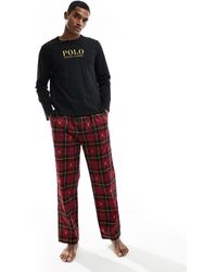 Polo Ralph Lauren - Pyjama confort avec t-shirt à manches longues et pantalon à carreaux - Lyst