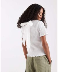 ASOS - Shirred Bow Detail Short Sleeve Top - Lyst