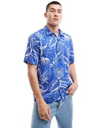 Polo Ralph Lauren - Short Sleeve Revere Collar Ocean Breeze Floral Print Rayon Shirt Classic Oversized Fit - Lyst