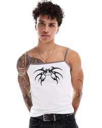 Collusion - Canotta Bianca Con Scollo Squadrato E Stampa Tattoo - Lyst