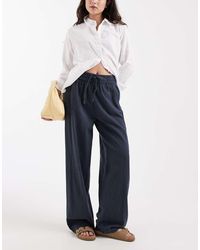 ONLY - Wide Leg Linen Look Pants - Lyst