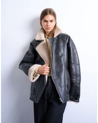 TOPSHOP - – piloten-bomberjacke mit extremer oversize-passform und vintage-waschung - Lyst
