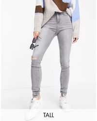 Noisy May - Callie - jeans skinny a vita alta con strappi sulle ginocchia chiaro - Lyst