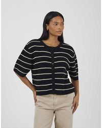 Brave Soul - Striped Short Sleeve Fisherman Knit Cardigan - Lyst