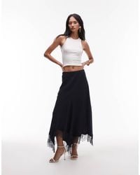& Other Stories - Satin Maxi Skirt With Asymmetric Lace Trim Hem - Lyst