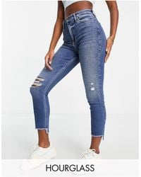 Hollister Hourglass High Waisted Busted Knee Jeans - Blue