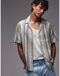 TOPMAN - Short Sleeve Revere Stripe Shirt - Lyst