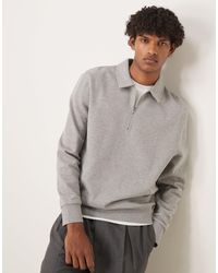ASOS - Standard Fit Quarter Zip Sweatshirt With Collar - Lyst