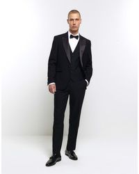 River Island - Slim Fit Tuxedo Trousers - Lyst