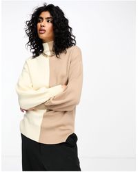 Y.A.S - Half And Half Colour Block High Neck Jumper - Lyst