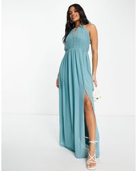 TFNC London - Bridesmaid Chiffon Maxi Dress With Pleated Front And Open Back Detail - Lyst