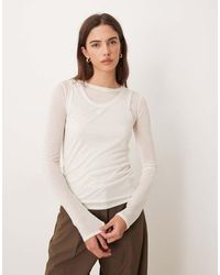Calvin Klein - Top Color Crema Con Diseño De Doble Capa De Mezcla De Lana De -Blanco - Lyst