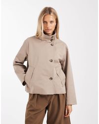 Object - Premium Button Front Short Trench Jacket - Lyst