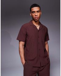 South Beach - Seersucker Short Sleeve Beach Shirt Co-ord - Lyst