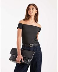 ASOS - Sculpting Bardot Short Sleeve Top - Lyst