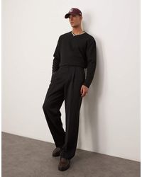 ASOS - Pantaloni Eleganti A Fondo Ampio Neri Con Fascia - Lyst