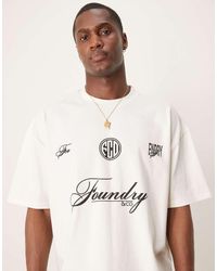 ASOS - Oversized Recht T-Shirt Van 240Gsm Zware Stof Met Print Op De Voor- En Achterkant - Lyst